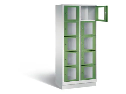 Lockerkast 1800x810x500mm 2x5 vakken Cilinderslot, Sokkel, RAL6011