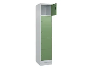 lockerkast,HxBxD 1950x400x500mm,1x5vakken,vak B 400mm,cil.-slot,sokkel - 1