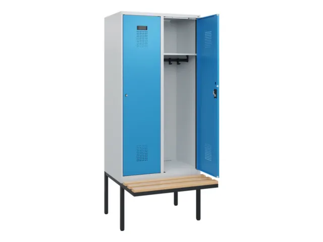 locker met bank,HxBxD 1950x800x815mm,2vak,vak B 400mm,cilinderslot