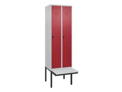 locker met bank,HxBxD 2120x600x815mm,2vak,vak B 300mm,draaigrendel