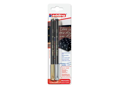 Fineliner edding 1200 goud/zilver 1.0mm blister à 2 stuks