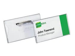 Badge Durable 8001 met speld en klemrand 40x75mm