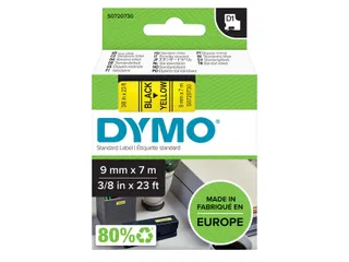 Labeltape Dymo LabelManager D1 polyester 9mm zwart op geel - 1