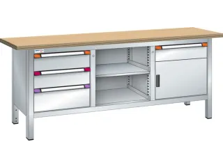 werkbank,HxBxD 845x2000x700mm,multiplexblad,RAL7035,front RAL7035 - 2