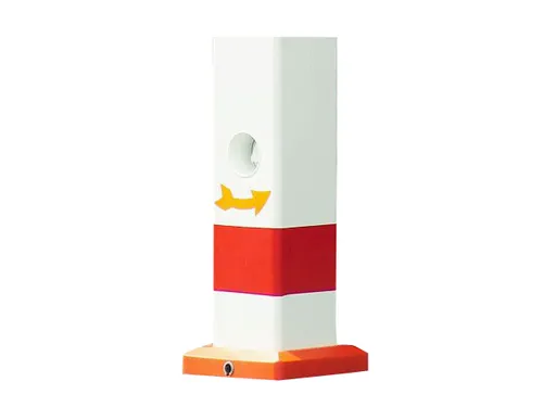 Afzetpaal Vierkant 70X70M Uitneembaar Bodemhuls Spitse Kop Wit/rood