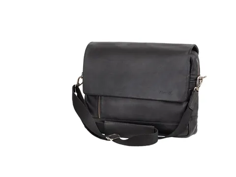 Laptop aktetas Alassio ORO. Zwart leer.