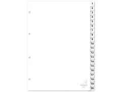 Tabblad Kangaro A4 Pp 120mµ Wit 4-gaats 1-20 20-delig