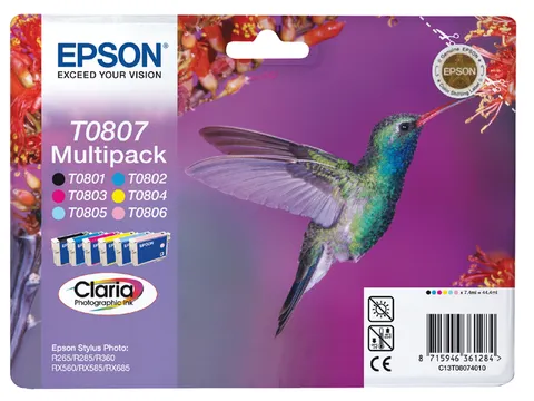 Inktcartridge Epson T0807 zwart + 5 kleuren C13T08074011