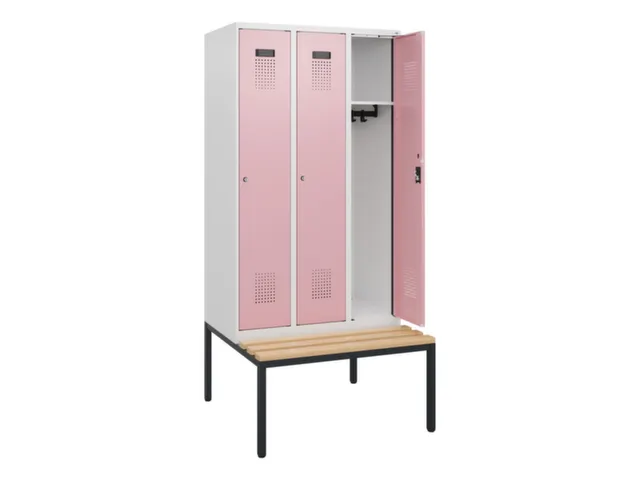 locker met bank,HxBxD 1950x900x815mm,3vak,vak B 300mm,cilinderslot