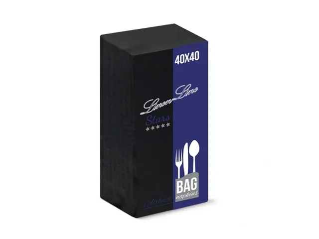 BulkySoft Bestekpochetten Servetten Zwart Airlaid 1laags 40x40cm 1000