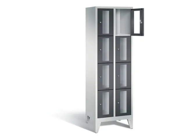 Lockerkast 1850x610x500mm 2x4 vakken Cilinderslot Poten, RAL7021