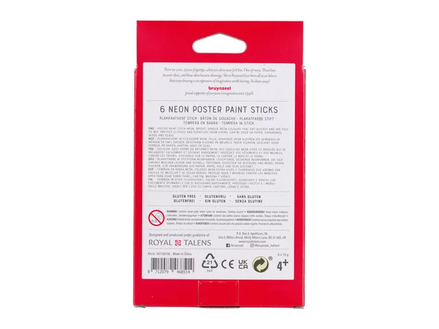Bâton gouache Bruynzeel Kids set 6 couleurs néon