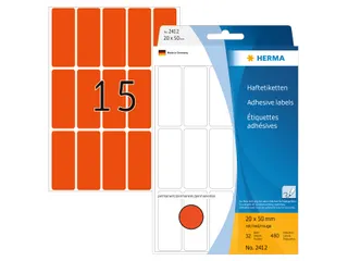 HERMA 2412 Universele etiketten 20x50mm Rood 480 stuks - 1