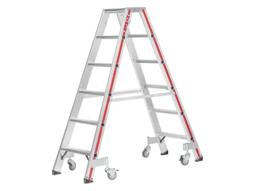 verrijdbare boktrap,beide zijden,2x4treden,Stand H 0,45m,balk L 1,04m