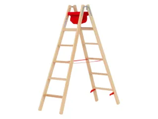 trapladder,beide zijden,2x6,treden,balk L 1,8m,hout - 2
