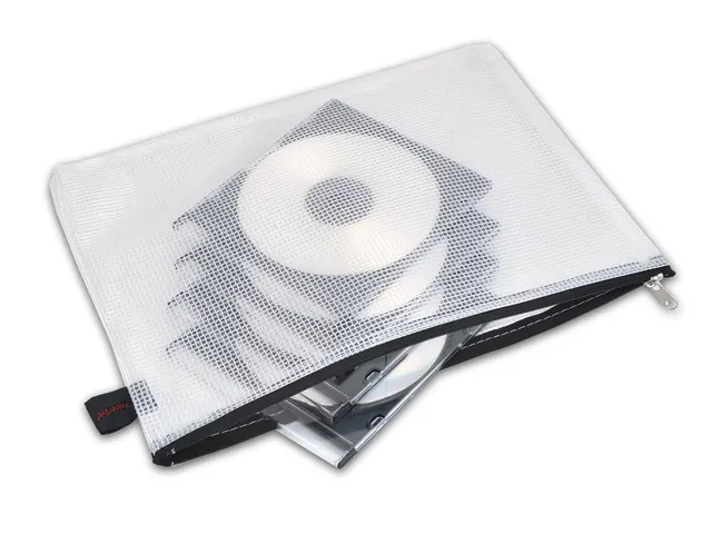 Trousse Foldersys B5 PVC transparent avec fermeture éclair noir