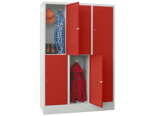 lockerkast,HxBxD 1850x1200x500mm,3x2vakken,RAL7035,front RAL3000