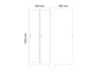schoollocker,HxBxD 1630x600x500mm,2vak,vak B 300mm,draaigrendel,voeten - 3