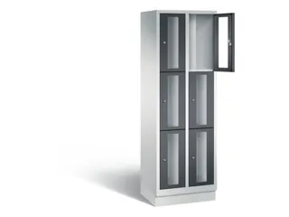 Lockerkast 1800x610x500mm 2x3 vakken Cilinderslot, Sokkel, RAL7021 - 1