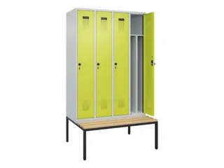 locker met bank,voor scheiding van kleding,HxBxD 2120x1200x815mm,4vak - 1