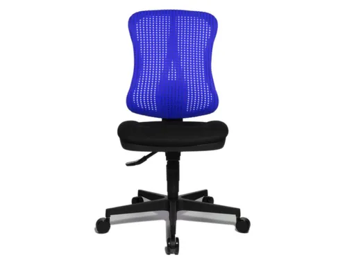 Bureaustoel Zitting Zwart Rugleuning Met Netbekleding In Blauw