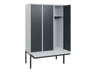locker met bank,HxBxD 1950x1200x815mm,3vak,vak B 400mm,cil.-slot - 2