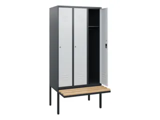 locker met bank,HxBxD 1950x900x815mm,3vak,vak B 300mm,cil.-slot - 2