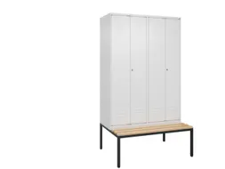 PBM-locker met bank,HxBxD 2120x1200x815mm,4vak,vak B 300mm,cil.-slot