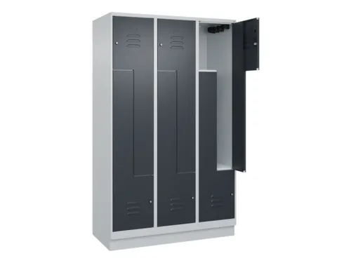 Z-garderobekast,HxBxD 1950x1200x500mm,vak B 200/400mm,cil.-slot,sokkel