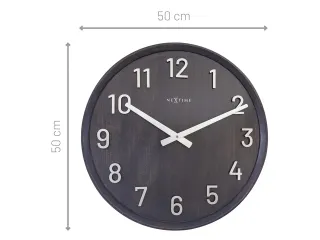 Grote wandklok - 50cm- Stille klok - Walnoot - zwart - NeXtime "Precio - 9