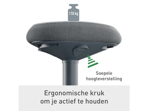Actieve stakruk Leitz Ergo met comfortzitting 57-82cm
