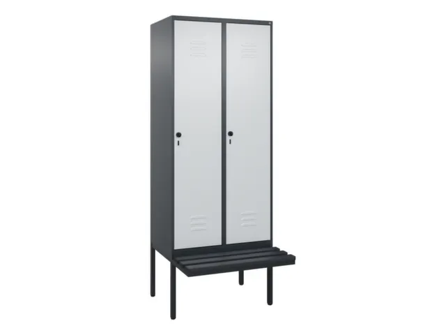 locker met bank,HxBxD 2120x800x815mm,2vak,vak B 400mm,draaigrendel