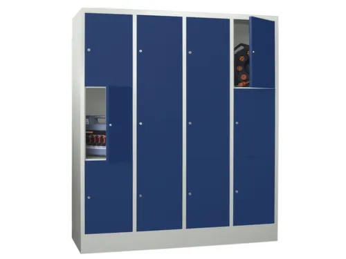 lockerkast,HxBxD 1850x1600x500mm,4x3vakken,RAL7035,front RAL5010