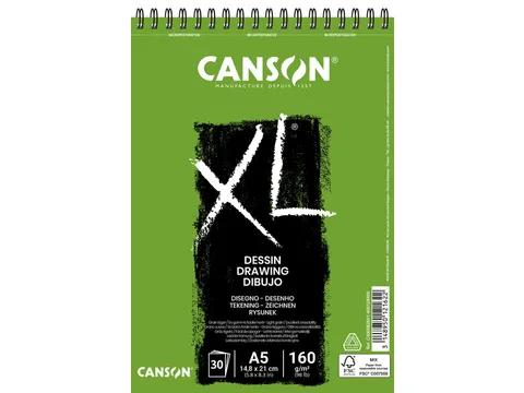 Tekenblok Canson XL dessin A5 30 vel 160gr spiraal