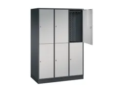 Dubbeldekse garderobekast,HxBxD 1950x1220x600mm,3x2vak.,vak B 360mm