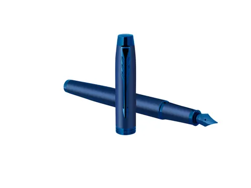 Vulpen Parker IM Monochrome Blue Stainless Steel Medium Blauwe inkt