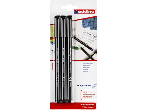 Fineliner edding 1200 1mm blister à 3 stuks zwart