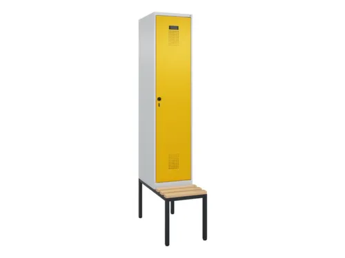 locker met bank,voor scheiding van kleding,HxBxD 2120x400x815mm,1vak