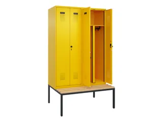 PBM-locker met bank,HxBxD 2120x1200x815mm,4vak,vak B 300mm - 1