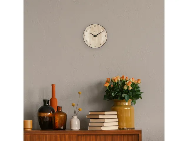 Horloge murale/de table mini NeXtime Ø20cm verre bombé bois clair