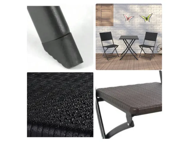 Klapstoel weerbestendige vouwstoel rotanlook Zwart maximaal 300 kg