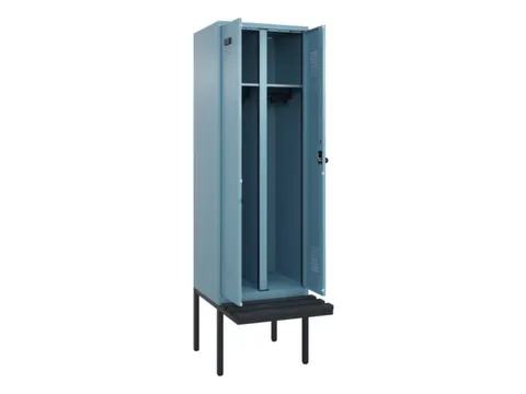 locker met bank,voor scheiding van kleding,HxBxD 2120x600x815mm,2vak