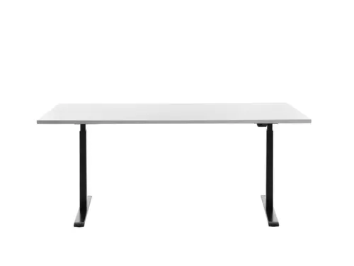 Elektrisch ihv bureau,HxBxD 700-1200x1800x800mm,blad wit,T-voet zwart