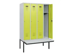locker met bank,HxBxD 1950x1200x815mm,4vak,vak B 300mm,cilinderslot