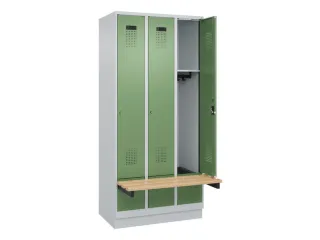 locker met bank,HxBxD 1950x900x815mm,3vak,vak B 300mm,cilinderslot - 1