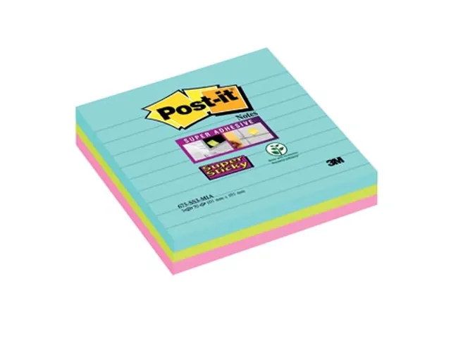 Super Sticky Notes Miami, Ft 101 X 101 Mm, 90 Vel, Pak Van 3 Blokken 