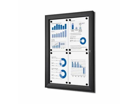 Vergrendelbaar Mededelingenbord Indoor/ Outdoor 4xA4 Zwart
