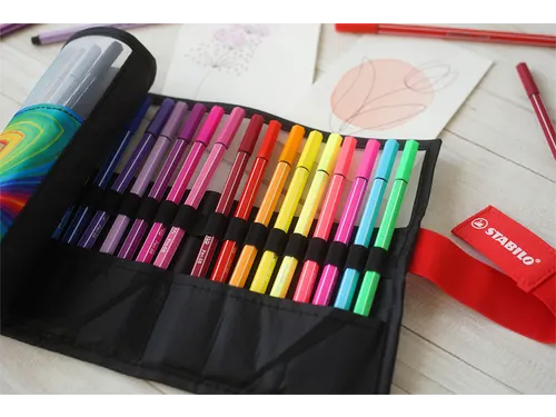 Viltstift STABILO Pen 68/25 Arty roletui medium assorti set à 25 stuk