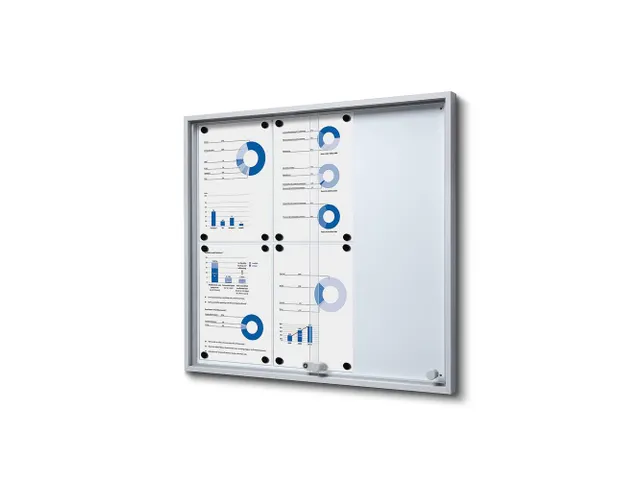 Vergrendelbaar notitiebord Indoor Slim 6xA4 met Schuifdeuren Zilver
