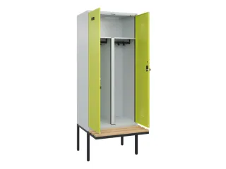 PBM-locker met bank,HxBxD 2120x800x815mm,2vak,vak B 400mm,draaigrendel - 1